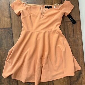 Lulu's Peach Off-the-Shoulder Skater Dress